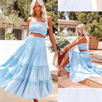 Nadorine Women's Midi Skirts Boho High Waist A Line Casual Maxi Work Skirt Summer