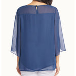 Womens Casual Scoop Neck Loose Top 3/4 Sleeve Chiffon Blouse Shirt Tops - Nadorine (Us Only)