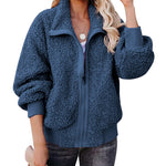 Fuzzy Fleece Jackets Oversized Open Front Coat Zipper Outwear(TTShop02) - Nadorine (Us Only)
