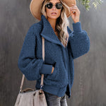 Fuzzy Fleece Jackets Oversized Open Front Coat Zipper Outwear(TTShop02) - Nadorine (Us Only)