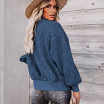 Fuzzy Fleece Jackets Oversized Open Front Coat Zipper Outwear(TTShop02) - Nadorine (Us Only)