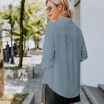 Nadorine Women's Button Down Shirt Long Sleeve Chiffon Blouse