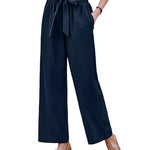 Women Long Lounge Pants with Pockets High Waisted Wide Leg Business Work Trousers Pant - Nadorine (Us Only)