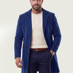 KZZ Men's Solid Button Front Lapel Neck Midi Coat Wear