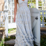 Floral Frill Split Maxi Dress