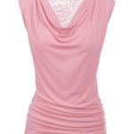 Ruched Cowl Neck Tank Tops - Nadorine (Us Only)