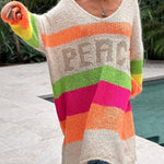 Nadorine Women's Bohemian Casual Pullover Sweater Dress