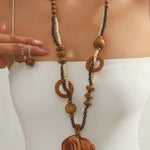 Bohemian Retro Ethnic Style Hand-woven Wooden Pendant Necklace