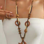 Bohemian Retro Ethnic Style Hand-woven Wooden Pendant Necklace
