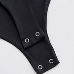 Women's Off Shoulder Bodysuit Minimalist Long Sleeve Sexy Slim Fit Bodysuit with Built-In Bra