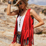Women's Tassel Sleeveless Vest 70s Outfits for Women Hippie Clothes Fringe Jacket Cardigan S-XXL - Nadorine (Us Only)