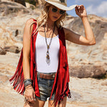 Women's Tassel Sleeveless Vest 70s Outfits for Women Hippie Clothes Fringe Jacket Cardigan S-XXL - Nadorine (Us Only)