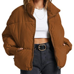Women's Winter Long Sleeve Full Zipper Baggy Puffer Short Down Jacket Coat - Nadorine (Us Only)