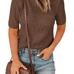 Nadorine Women Short Sleeve Knit Openwork Pullover