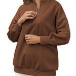 Nadorine Women Sweatshirts Quarter Zip Stand Collar Pullovers Fleece Workout Hoodies Y2K Clothes