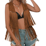 Nadorine Fringe Vest 70s Cowgirl Costume Faux Suede Rave