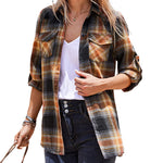 Long/Roll Up Sleeve Cotton Plaid Shirts - Nadorine (Us Only)