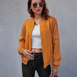 Faux Bomber Zip Up Lightweight Jacket Coat with Pockets - Nadorine (Us Only)