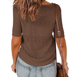 Nadorine Women Short Sleeve Knit Openwork Pullover
