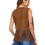 Nadorine Fringe Vest 70s Cowgirl Costume Faux Suede Rave