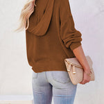 Women's Oversized Sweater V Neck Hooded Pullover Sweater Long Sleeve Knitted Jumper Tops - Nadorine (Us Only)