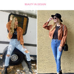 Women's Fashion Cropped Shacket Long SLeeve Trendy Button Down Corduroy Shirts Shacket Jackets - Nadorine (Us Only)