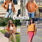 Faux Bomber Zip Up Lightweight Jacket Coat with Pockets - Nadorine (Us Only)