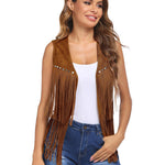 Nadorine Fringe Vest 70s Cowgirl Costume Faux Suede Rave