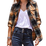 Long/Roll Up Sleeve Cotton Plaid Shirts - Nadorine (Us Only)