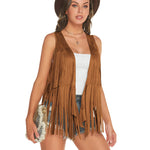 Women's Tassel Sleeveless Vest 70s Outfits for Women Hippie Clothes Fringe Jacket Cardigan S-XXL - Nadorine (Us Only)