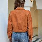 Women's Fashion Cropped Shacket Long SLeeve Trendy Button Down Corduroy Shirts Shacket Jackets - Nadorine (Us Only)