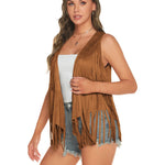 Women's Tassel Sleeveless Vest 70s Outfits for Women Hippie Clothes Fringe Jacket Cardigan S-XXL - Nadorine (Us Only)