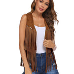 Nadorine Fringe Vest 70s Cowgirl Costume Faux Suede Rave