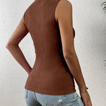 Nadorine High Neck Tank Top Casual Ribbed Knit Shirts