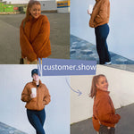 Women's Winter Long Sleeve Full Zipper Baggy Puffer Short Down Jacket Coat - Nadorine (Us Only)