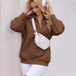 Nadorine Women Sweatshirts Quarter Zip Stand Collar Pullovers Fleece Workout Hoodies Y2K Clothes