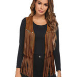 Nadorine Fringe Vest 70s Cowgirl Costume Faux Suede Rave