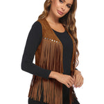 Nadorine Fringe Vest 70s Cowgirl Costume Faux Suede Rave