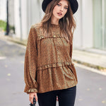 Women's Tops Casual Floral Print Long Sleeve Ruffle Loose Babydoll Shirt Blouse Tunic Top - Nadorine (Us Only)