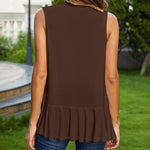 Women's Sleeveless Draped Open Front Cardigan Ruffles Hem Vest - Nadorine (Us Only)