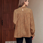 Women's Tops Casual Floral Print Long Sleeve Ruffle Loose Babydoll Shirt Blouse Tunic Top - Nadorine (Us Only)
