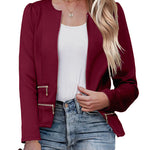 Zeagoo Womens Blazer Cropped Open Front Zipper Dress Jacket O Neck Casual Office Suit Jacket