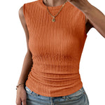 Nadorine High Neck Tank Top Casual Ribbed Knit Shirts