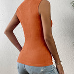 Nadorine High Neck Tank Top Casual Ribbed Knit Shirts