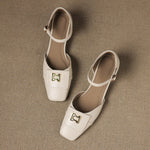 Elvane Buckle Leather Mary-Janes