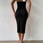 Women's Asymmetric One Shoulder Bodycon Dress Colorblock Cutout Adjustable Strap Wrap Slit Midi Dress