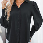 Nadorine Printed Lantern Long Sleeve Blouse
