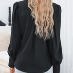 Nadorine Printed Lantern Long Sleeve Blouse