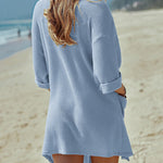 Women's Summer Cardigans 3/4 Sleeve Open Front Cardigan Duster Waffle Knit Kimono Swimsuit Cover Ups - Nadorine (Us Only)