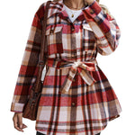 Nadorine Plaid Shacket Jacket Button Down Trench Coats